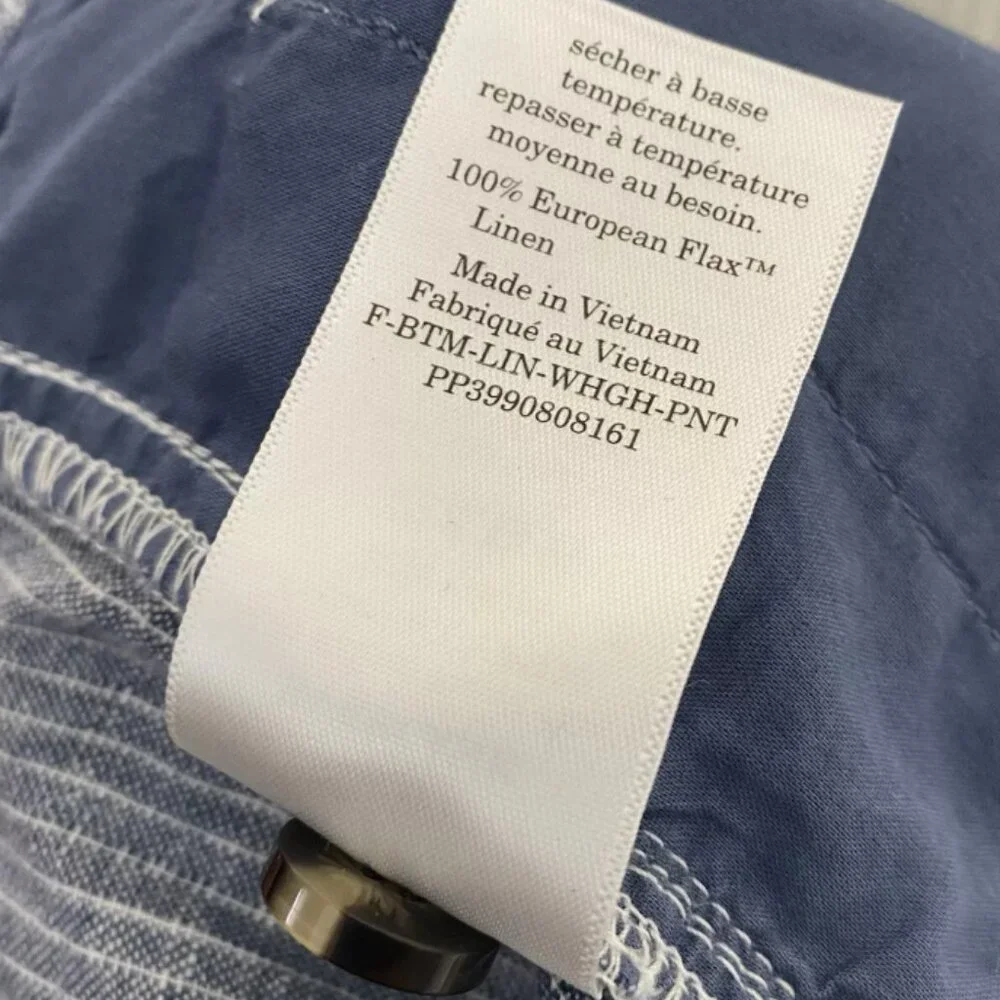 ✅ Everlane The Linen Way-High Drape Pant, White/Blue (4)